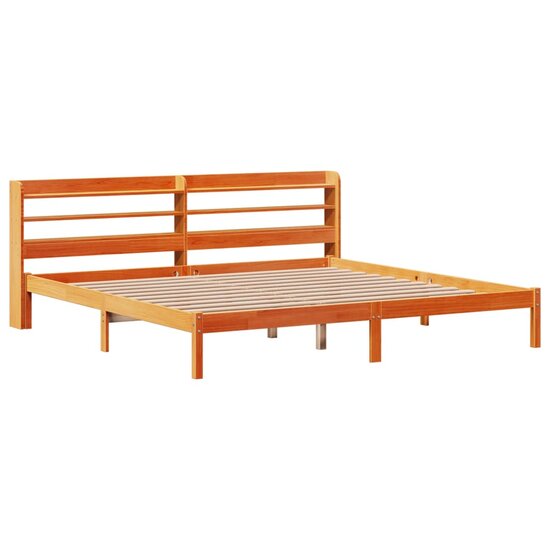 Bedframe Met Hoofdbord Massief Grenenhout 200 x 200 cm Wasbruin