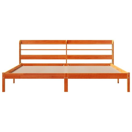 Bedframe Met Hoofdbord Massief Grenenhout 200 x 200 cm Wasbruin