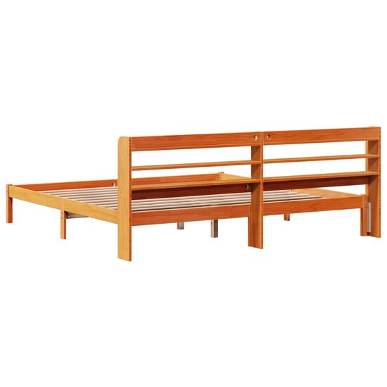 Bedframe Met Hoofdbord Massief Grenenhout 200 x 200 cm Wasbruin