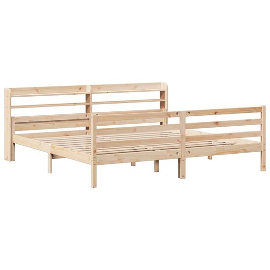 Bedframe Met Hoofdbord Massief Grenenhout 200 x 200 cm Bruin