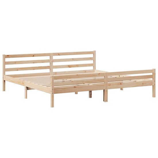 Bedframe Met Hoofdbord Massief Grenenhout 200 x 200 cm Bruin