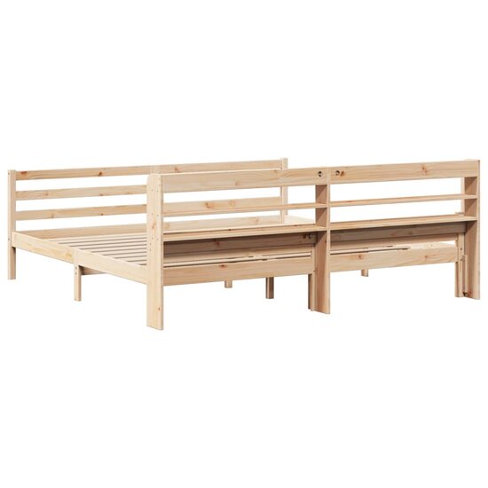 Bedframe Met Hoofdbord Massief Grenenhout 200 x 200 cm Bruin