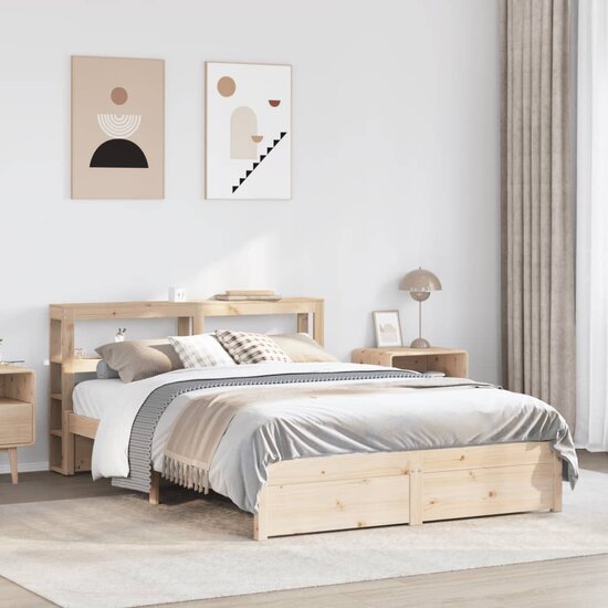 Bedframe Met Hoofdbord Massief Grenenhout 150 x 200 cm Bruin