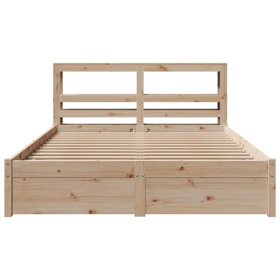 Bedframe Met Hoofdbord Massief Grenenhout 150 x 200 cm Bruin