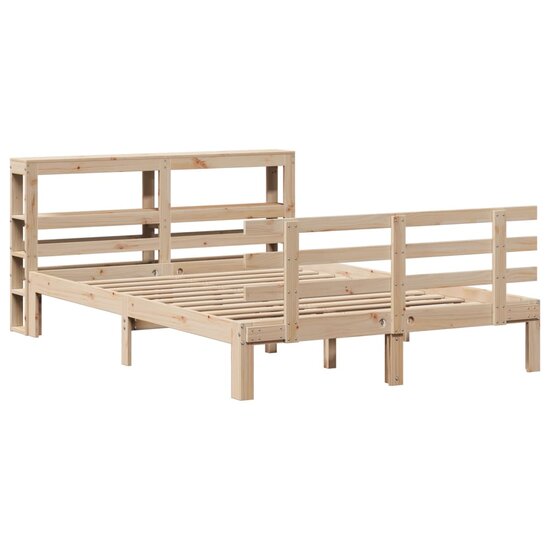 Bedframe Met Hoofdbord Massief Grenenhout 150X200 Cm Grijs Sonoma