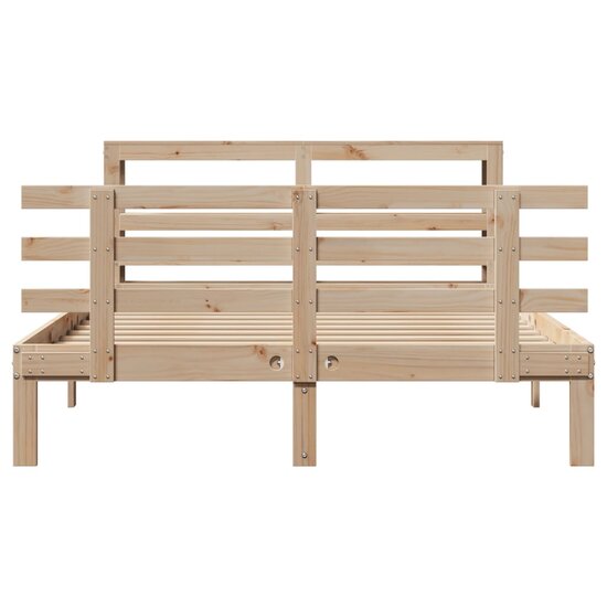 Bedframe Met Hoofdbord Massief Grenenhout 150X200 Cm Grijs Sonoma
