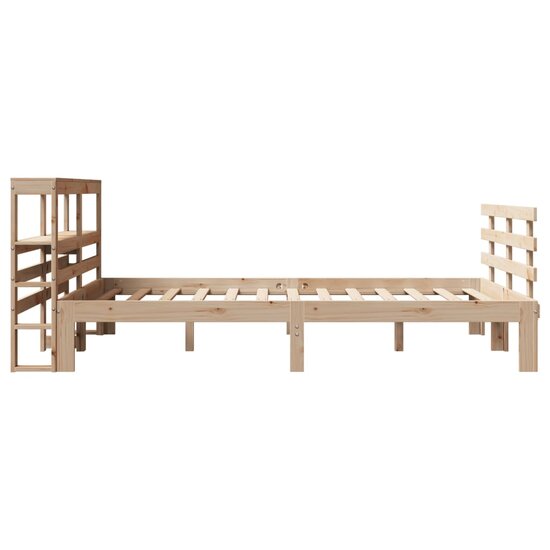 Bedframe Met Hoofdbord Massief Grenenhout 150X200 Cm Grijs Sonoma