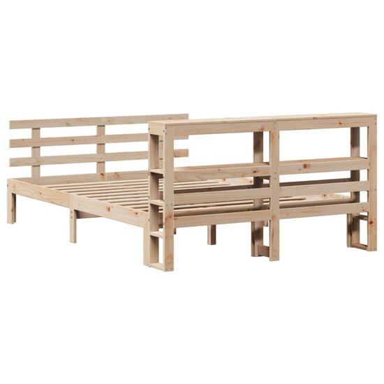 Bedframe Met Hoofdbord Massief Grenenhout 150X200 Cm Grijs Sonoma