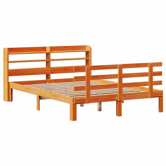 Bedframe Met Hoofdbord Massief Grenenhout 150 x 200 cm Wasbruin
