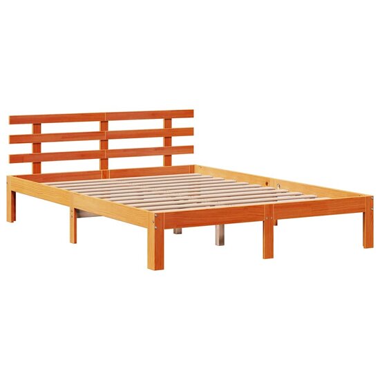 Bedframe Met Hoofdbord Massief Grenenhout 150 x 200 cm Wasbruin