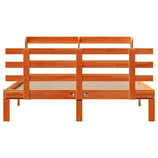 Bedframe Met Hoofdbord Massief Grenenhout 150 x 200 cm Wasbruin