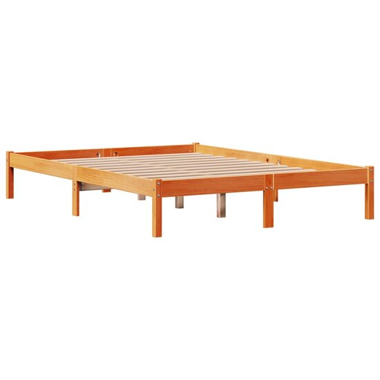 Bedframe Met Hoofdbord Massief Grenenhout 135 x 190 cm Wasbruin