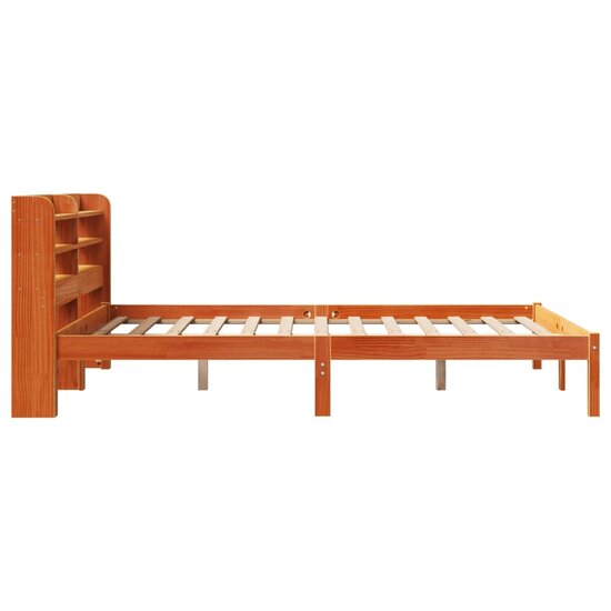 Bedframe Met Hoofdbord Massief Grenenhout 135 x 190 cm Wasbruin