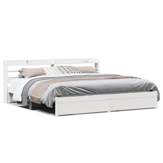 Bedframe Met Hoofdeinde Zonder Matras 180 x 200 cm Wit