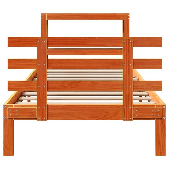 Bedframe Met Hoofdbord Massief Grenenhout Wasbruin 90X190 Cm Betongrijs