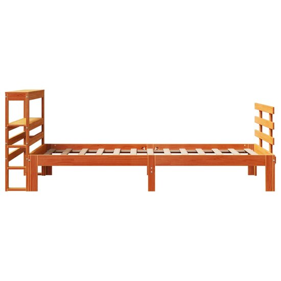 Bedframe Met Hoofdbord Massief Grenenhout Wasbruin 90X190 Cm Betongrijs