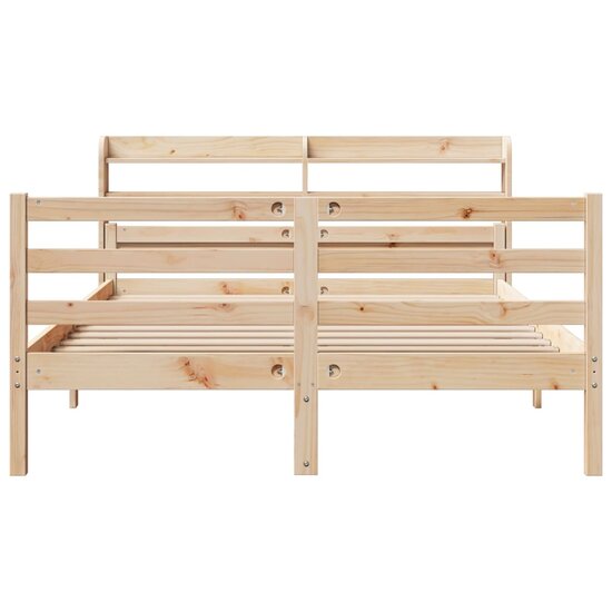 Bedframe Met Hoofdbord Massief Grenenhout Wit 140 x 200 cm Bruin