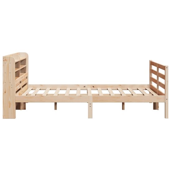 Bedframe Met Hoofdbord Massief Grenenhout Wit 140 x 200 cm Bruin