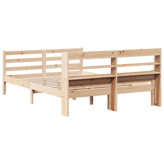 Bedframe Met Hoofdbord Massief Grenenhout Wit 140 x 200 cm Bruin
