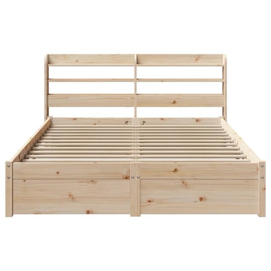 Bedframe Met Hoofdbord Massief Grenenhout Wit 140 x 200 cm Bruin