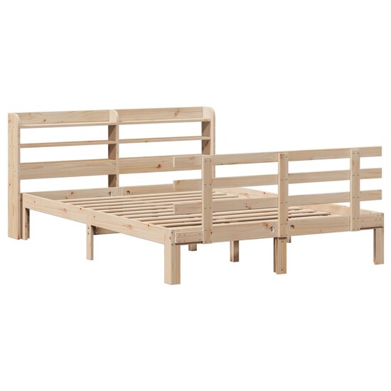 Bedframe Met Hoofdbord Massief Grenenhout 140 x 190 cm Bruin