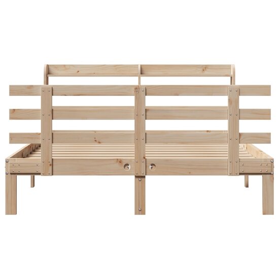 Bedframe Met Hoofdbord Massief Grenenhout 140 x 190 cm Bruin