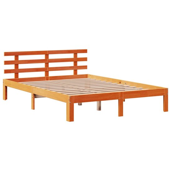 Bedframe Met Hoofdbord Massief Grenenhout 120 x 200 cm Wasbruin