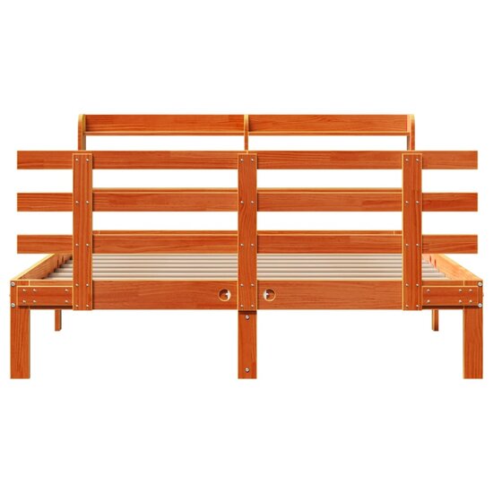 Bedframe Met Hoofdbord Massief Grenenhout 120 x 200 cm Wasbruin