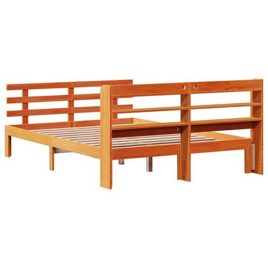 Bedframe Met Hoofdbord Massief Grenenhout 120 x 200 cm Wasbruin