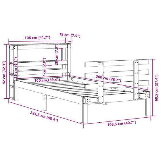 Bedframe Met Hoofdeinde Zonder Matras 100X200 Cm Wit