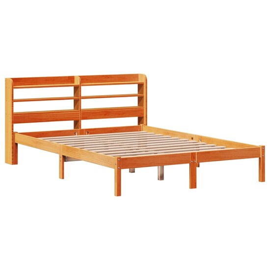 Bedframe Met Hoofdbord Massief Grenenhout 160 x 200 cm Wasbruin