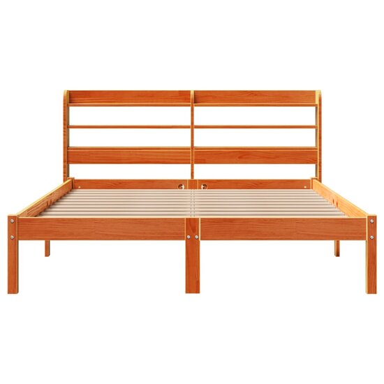 Bedframe Met Hoofdbord Massief Grenenhout 160 x 200 cm Wasbruin