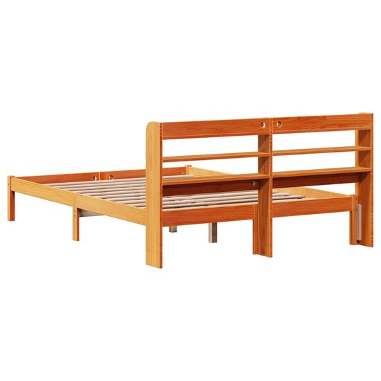 Bedframe Met Hoofdbord Massief Grenenhout 160 x 200 cm Wasbruin