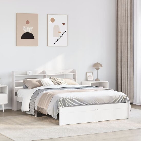 Bedframe Met Hoofdeinde Zonder Matras 160 x 200 cm Wit