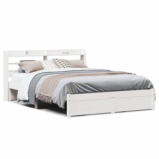 Bedframe Met Hoofdeinde Zonder Matras 160 x 200 cm Wit