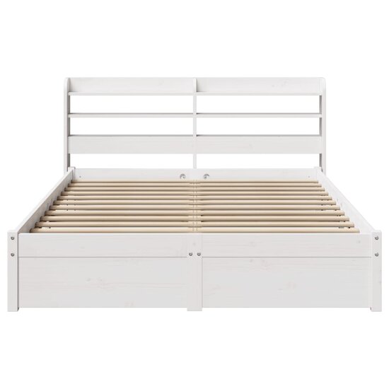 Bedframe Met Hoofdeinde Zonder Matras 160 x 200 cm Wit