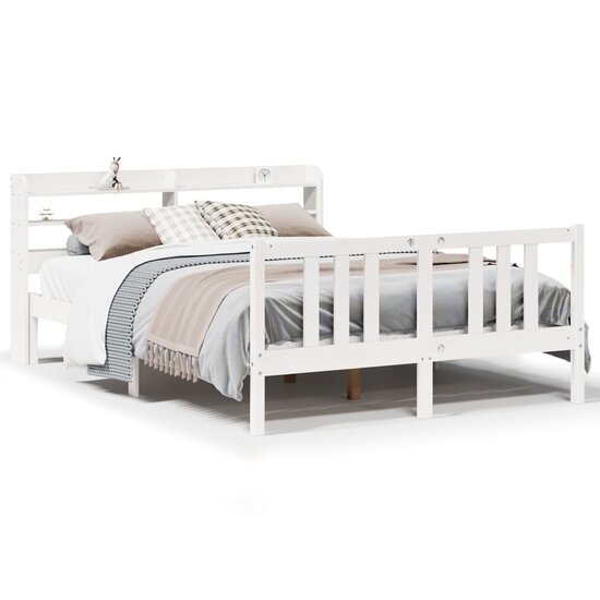 Bedframe Met Hoofdeinde Zonder Matras 160 x 200 cm Wit
