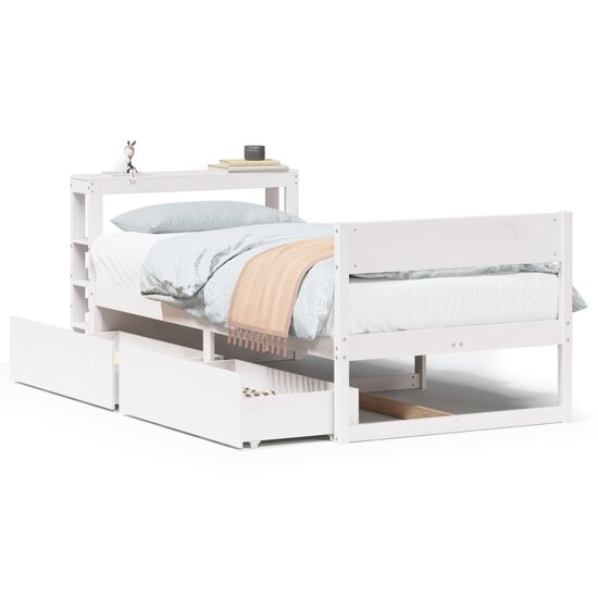 Bedframe Zonder Matras Massief Grenenhout 140X200 Cm 100 x 200 cm Wit