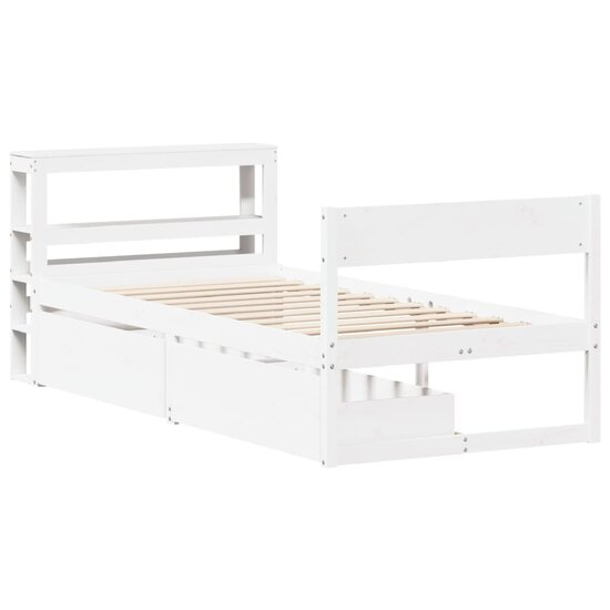 Bedframe Zonder Matras Massief Grenenhout 140X200 Cm 100 x 200 cm Wit
