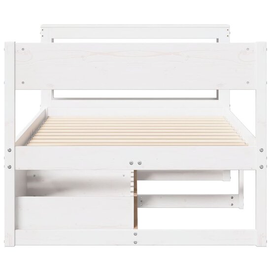 Bedframe Zonder Matras Massief Grenenhout 140X200 Cm 100 x 200 cm Wit