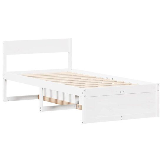 Bedframe Zonder Matras Massief Grenenhout 140X200 Cm 100 x 200 cm Wit