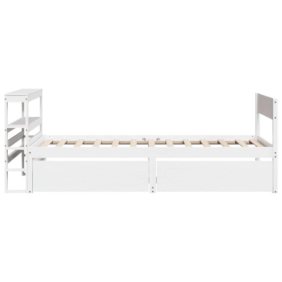 Bedframe Zonder Matras Massief Grenenhout 140X200 Cm 100 x 200 cm Wit