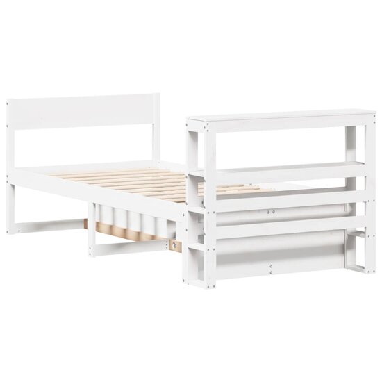 Bedframe Zonder Matras Massief Grenenhout 140X200 Cm 100 x 200 cm Wit
