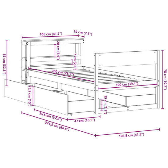 Bedframe Zonder Matras Massief Grenenhout 140X200 Cm 100 x 200 cm Wit