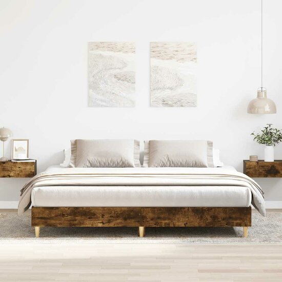 Bedframe Zonder Matras Hout Kleurig 180 x 200 cm Gerookt eiken