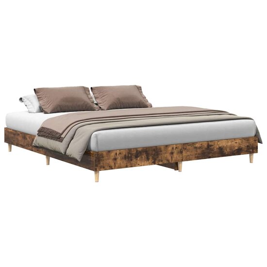 Bedframe Zonder Matras Hout Kleurig 180 x 200 cm Gerookt eiken