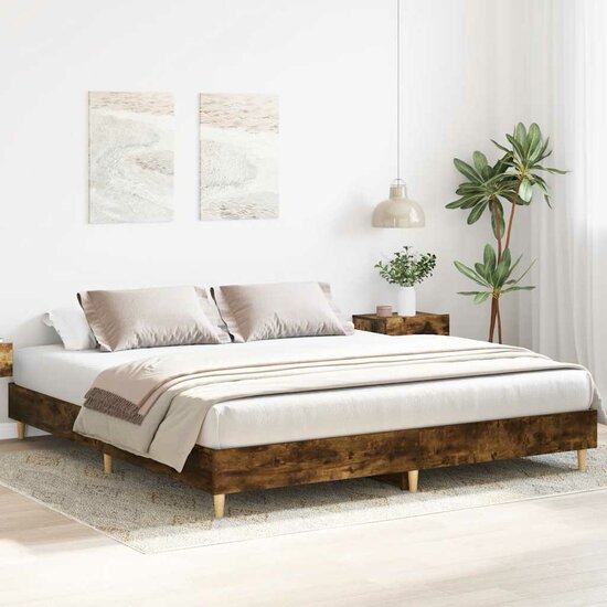 Bedframe Zonder Matras Hout Kleurig 180 x 200 cm Gerookt eiken