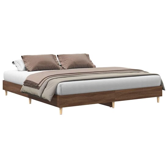 Bedframe Zonder Matras Bewerkt Hout 180 x 200 cm bruin eikenkleur