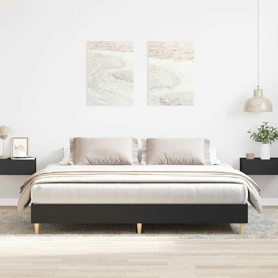 Bedframe Zonder Matras Spaanplaat 160 x 200 cm Zwart