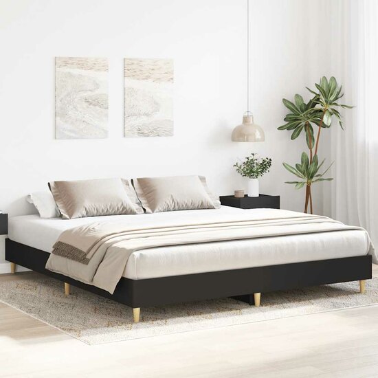 Bedframe Zonder Matras Spaanplaat 160 x 200 cm Zwart